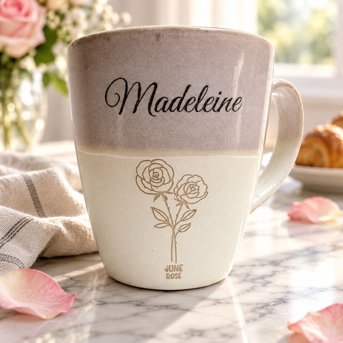Personalized June birth flower coffee mug