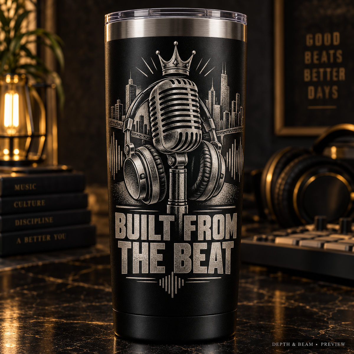 Built From the Beat Engraved Tumbler complete front view