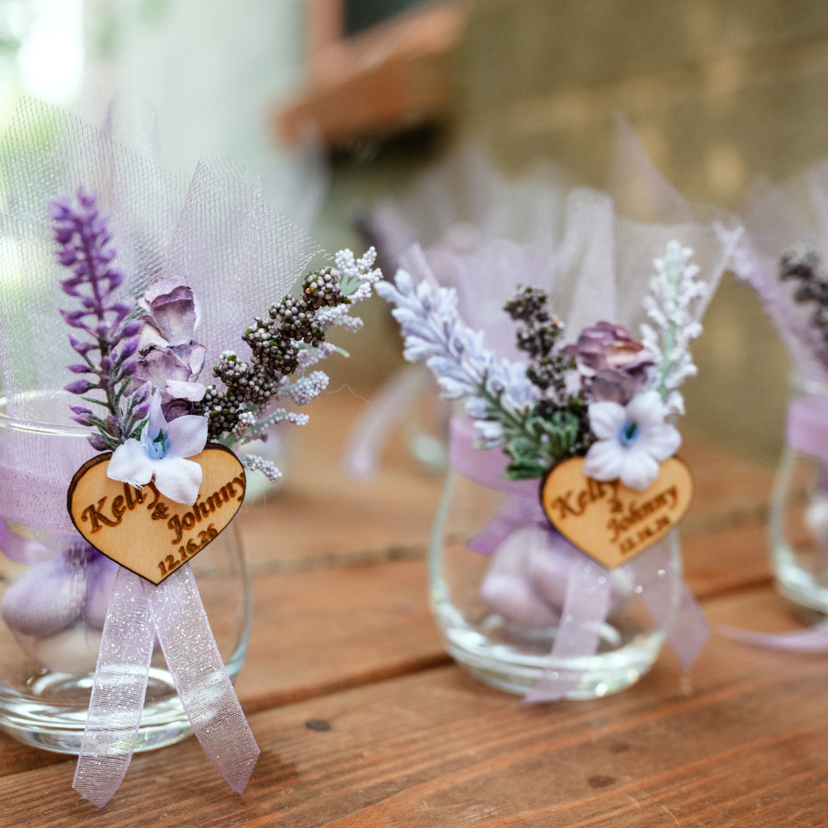 Personalized Lavender Wedding Favors — Set of 12