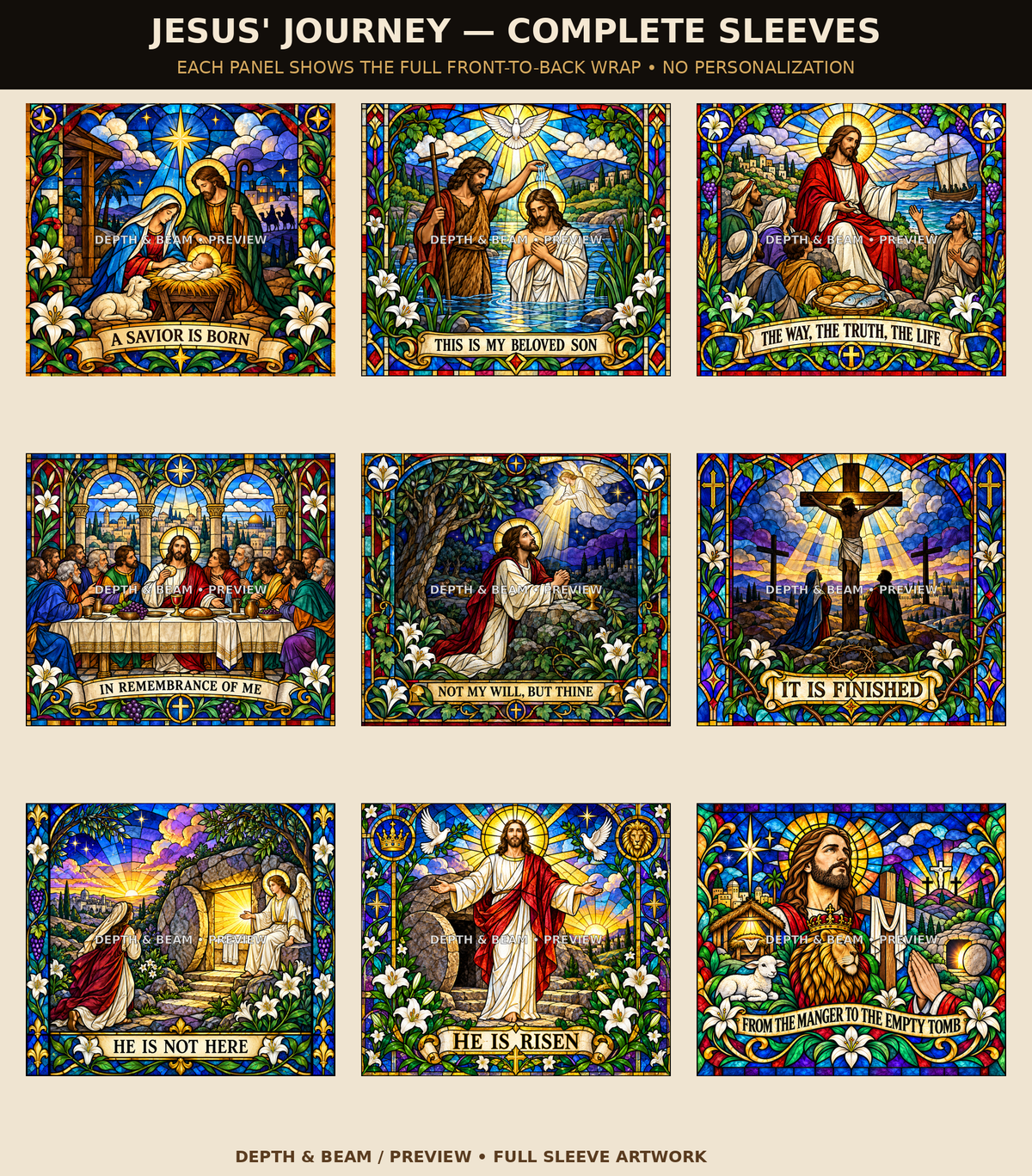 Complete front-to-back Jesus’ Journey sleeve artwork