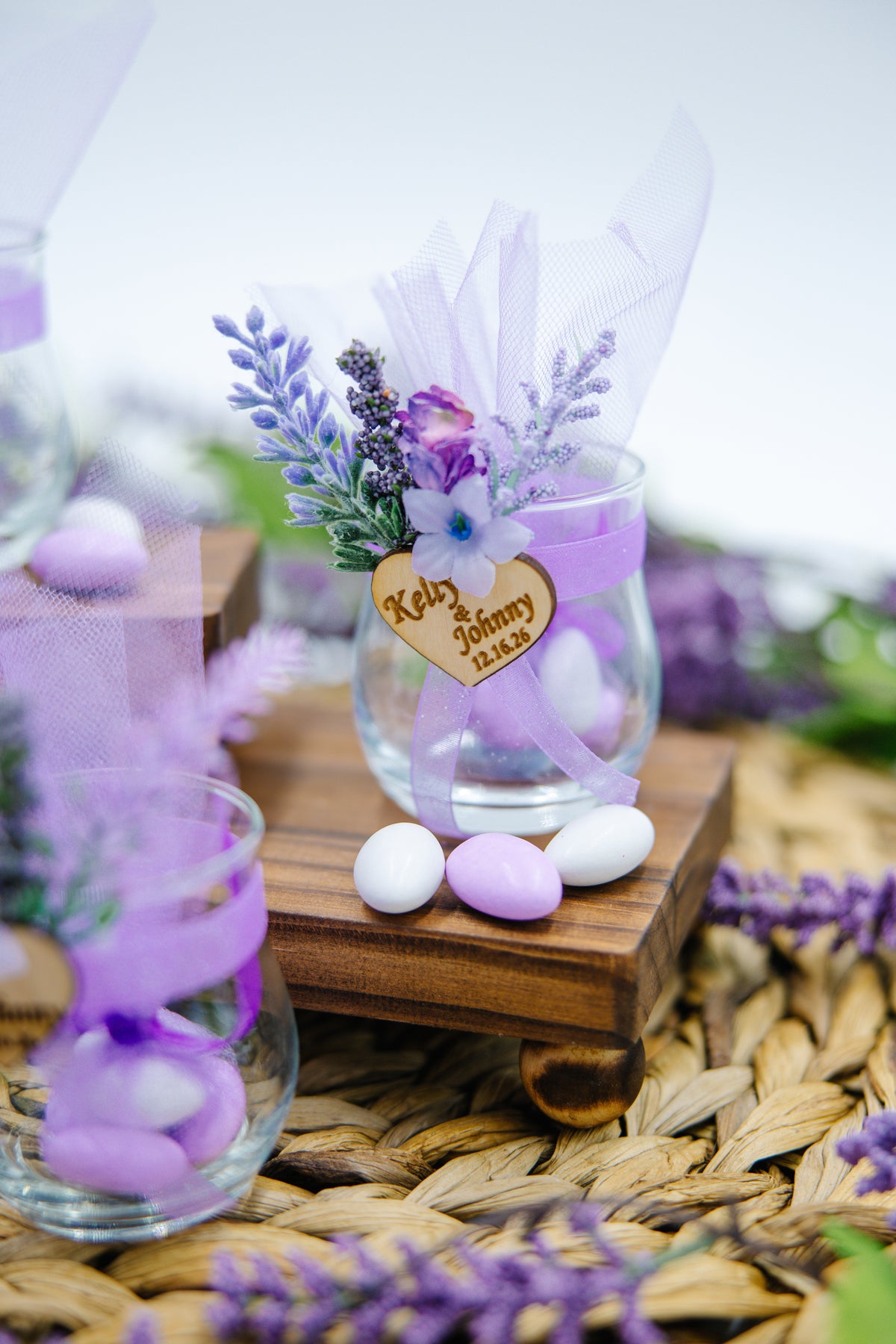 Personalized Lavender Wedding Favors — Set of 12