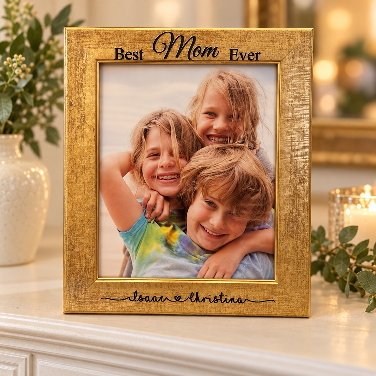 Personalized Best Mom Ever gold picture frame