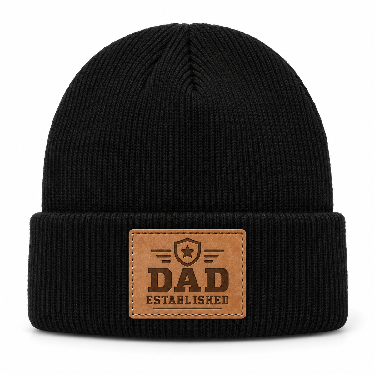 Dad Established leather patch beanie