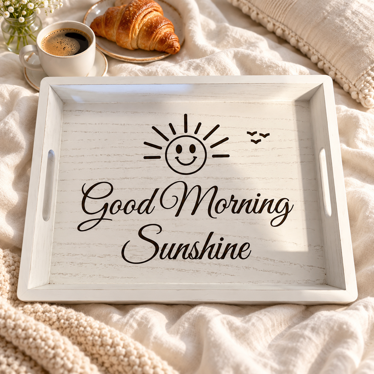 Personalized Good Morning Sunshine wooden serving tray
