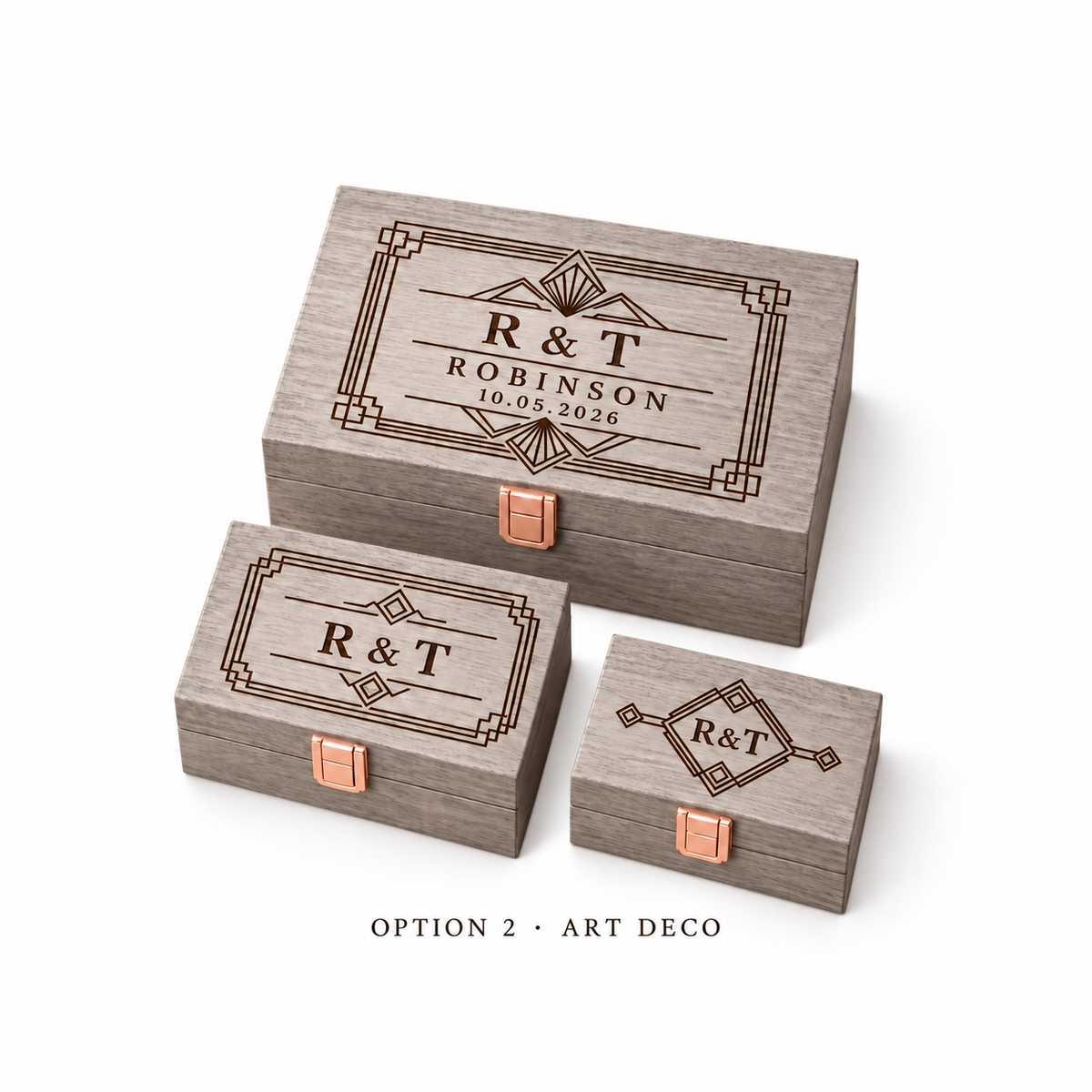 Option 2 Art Deco gray box set on white background - gallery view