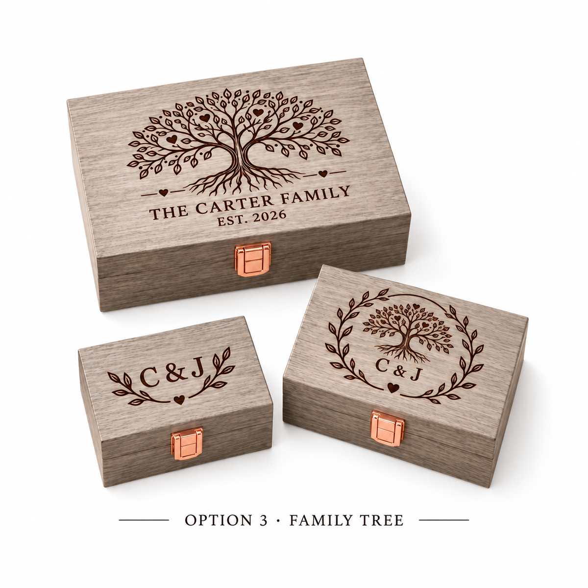 Option 3 Family Tree gray box set on white background - gallery view