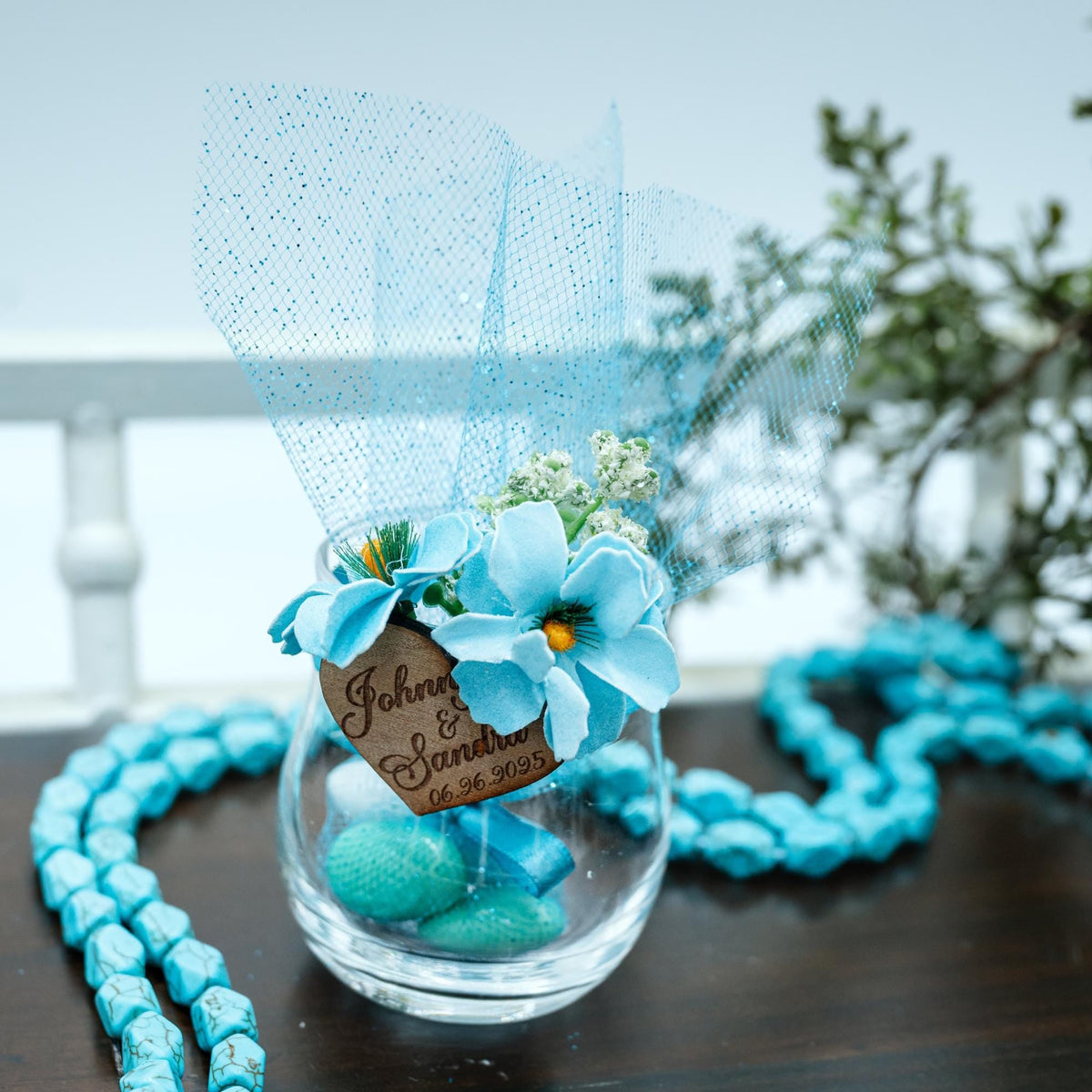 Personalized Teal & Turquoise Wedding Favors professional product photo 5