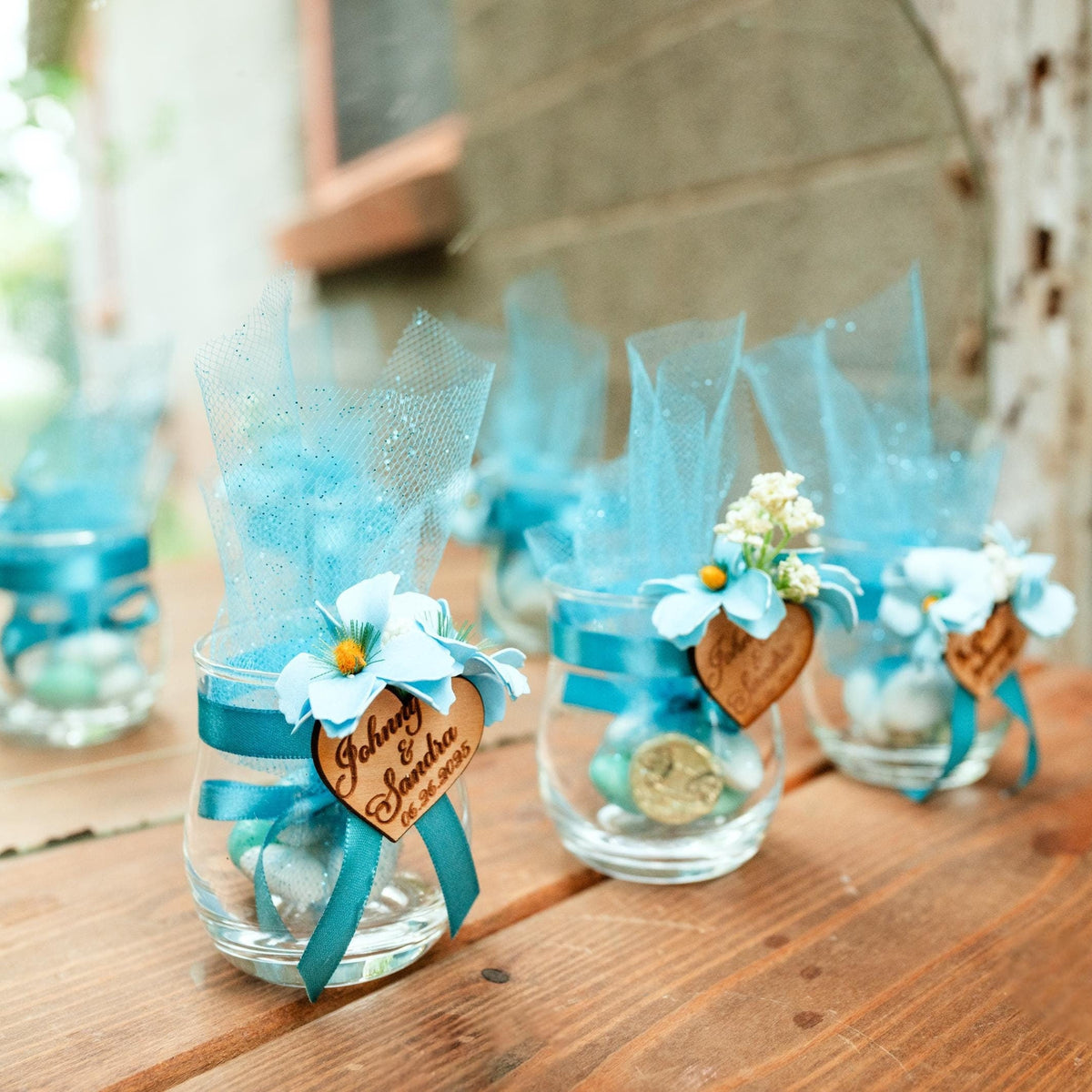 Personalized Teal & Turquoise Wedding Favors professional product photo 3