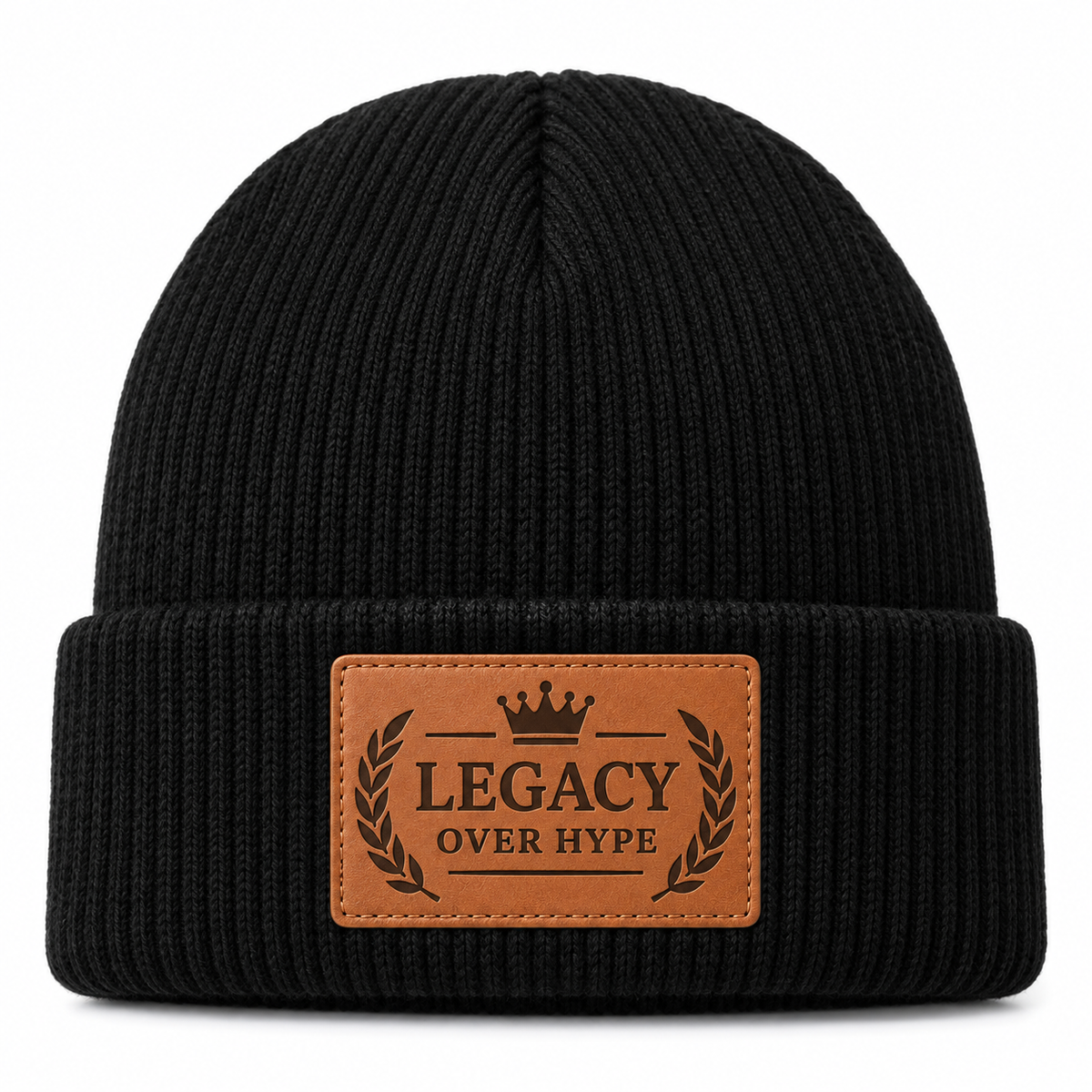 Legacy Over Hype Engraved Leather Patch Beanie product image