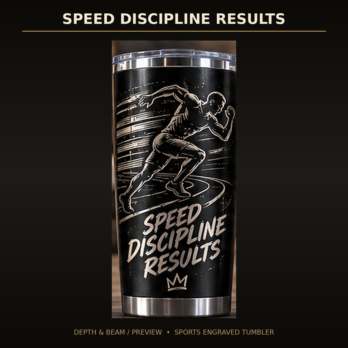 Speed Discipline Results Engraved Tumbler complete front view