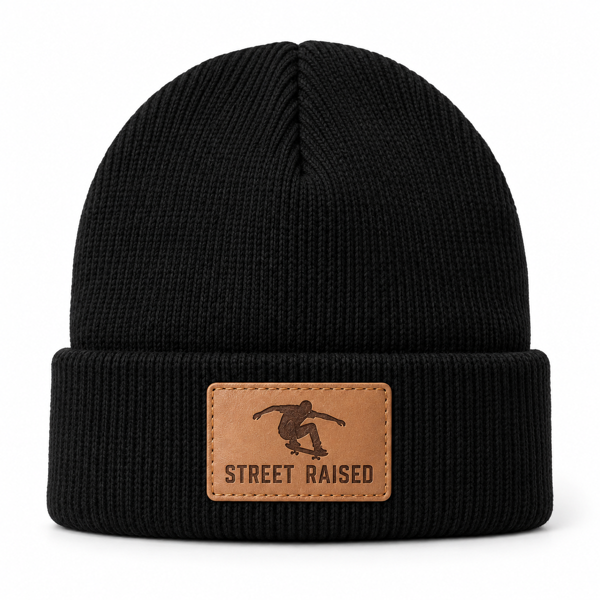 Street Raised Skater leather patch beanie