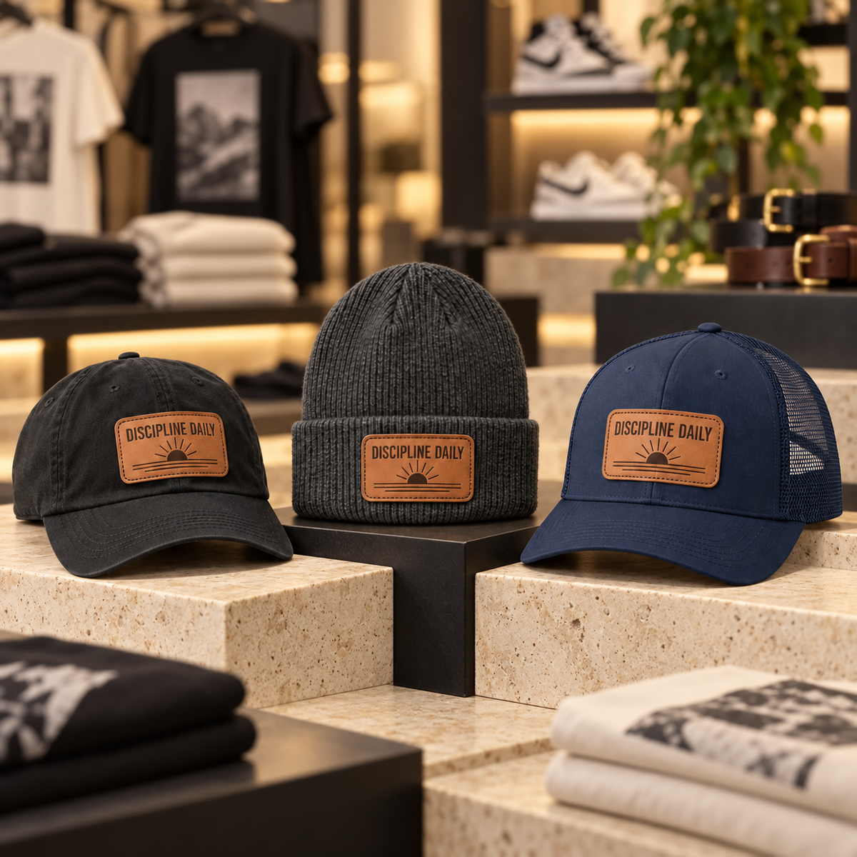 Discipline Daily leather patch hats